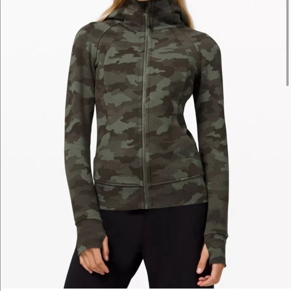 Lululemon Scuba Hoodie Light Cotton Fleece Green Camo